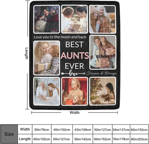 Miniatura 3 de Regalos para Tías Manta Personalizada con Foto, Haz una Manta Personalizada para Tías con Imagen Recuerdos Personalizados Souvenir Manta de Las
