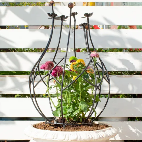 Miniatura 17 de Enrejado de obelisco de jardín para plantas trepadoras, 27.1 x 7.8 pulgadas, diseño de metal duradero, a prueba de óxido, ideal