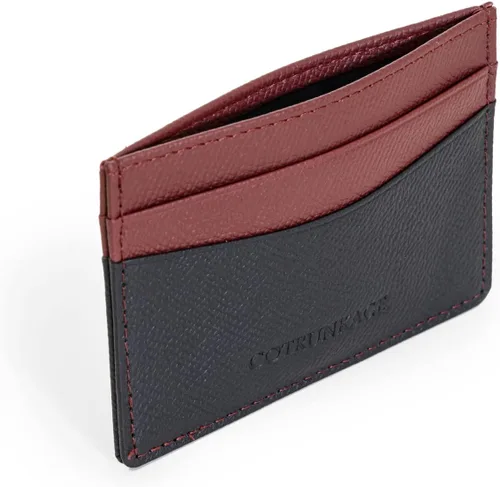 Miniatura 3 de COTRUNKAGE Cartera delgada de piel para tarjetas de crédito para mujer, Burgundy, Minimalista
