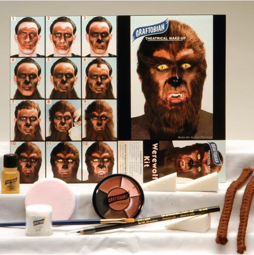 Kit de maquillaje de hombre lobo, Unitalla, Marrón