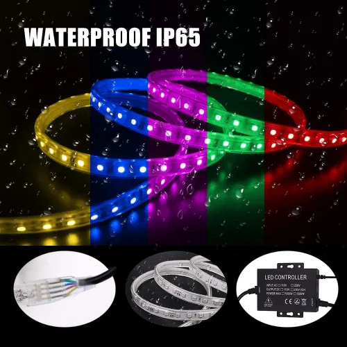 Miniatura 3 de Tira de luces LED, WiFi 110-130V RGB regulable, impermeable, 5050 60 LED/m, con controlador de 1500 W, compatible con Alexa, Google Home, iOS