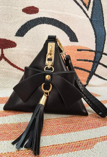 Miniatura 6 de Bolso de mano de noche con lazo de cuero triangular para mujer
