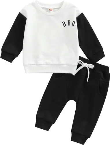 Miniatura 161 de Ropa de bebé niño 3 6 9 12 18 24M 3T Conjunto de pantalones con capucha patchwork sudadera con capucha pantalones de rayas traje de otoño invierno