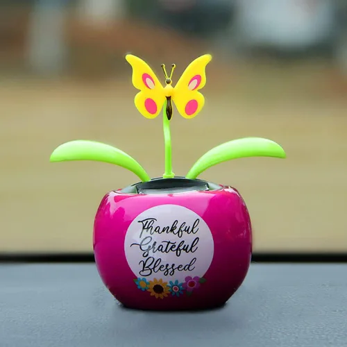 Miniatura 8 de Juguete solar de flores bailarinas para automóvil, lindo agitador de rosa, maceta de mariposa, tablero de instrumentos oscilante, juguete para Rosa