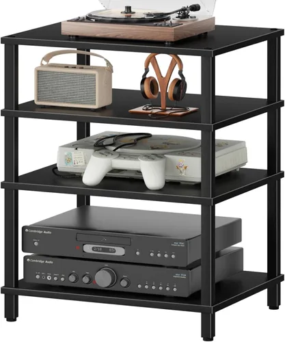Miniatura 12 de Soporte para reproductor multimedia AV de 3 niveles, gabinete estéreo, gabinete estéreo moderno, estante de consola de juegos, soporte de TV