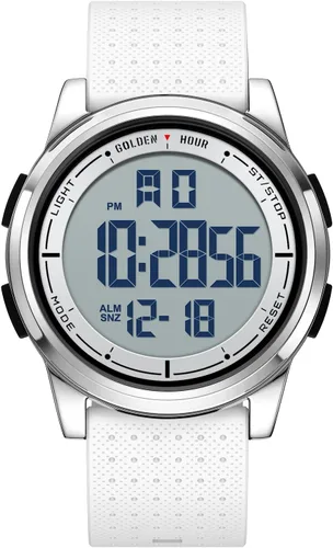 GOLDEN HOUR Reloj digital ultradelgado, minimalista, deportivo, impermeable, para hombre, con pantalla de gran angular, correa de goma, reloj de