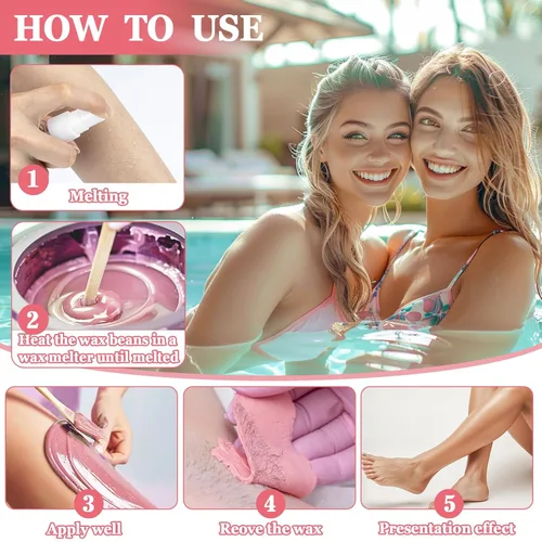 Miniatura 4 de Sukh Cuentas de cera dura para depilación – 15.17 oz, rosa, sin colofonia, hidratante, suave con la piel, evita quemaduras de afeitar, unisex