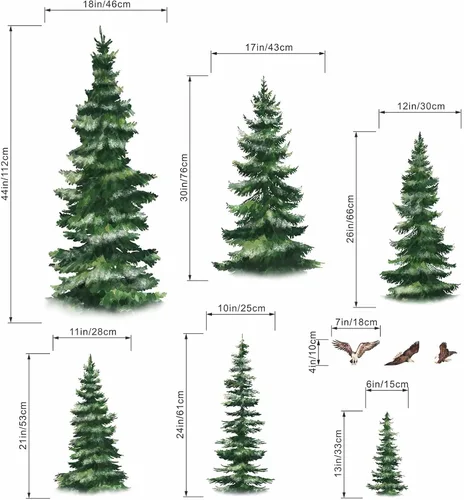 Miniatura 4 de Pegatinas de pared de pino, calcomanías de pared de bosque boscoso, cuarto de bebé, sala de estar, dormitorio, sofá familiar, fondo de TV