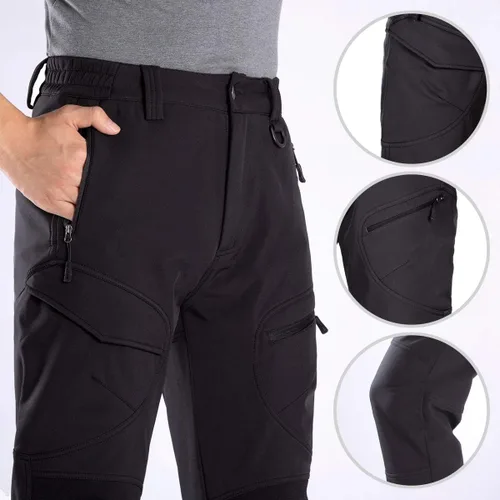 Miniatura 3 de FREE SOLDIER Pantalones cargo con vellón Softshell para hombre, para nieve, esquí, senderismo, con cinturón