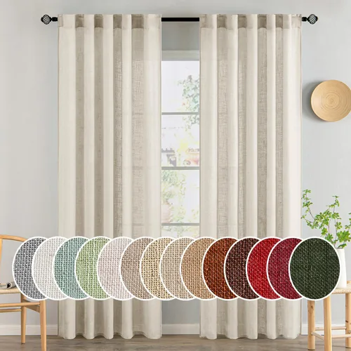 Miniatura 110 de MIULEE Cortinas de lino blanco de 108 pulgadas de largo para dormitorio, sala de estar, cortinas de ventana con textura de lino suave y grueso, Lino