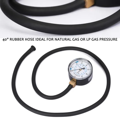 Miniatura 8 de MEASUREMAN Kit de prueba de presión de colector de gas natural o gas LP, 0-35 "W.C., 1/4" NPT, manguera de 40" de longitud