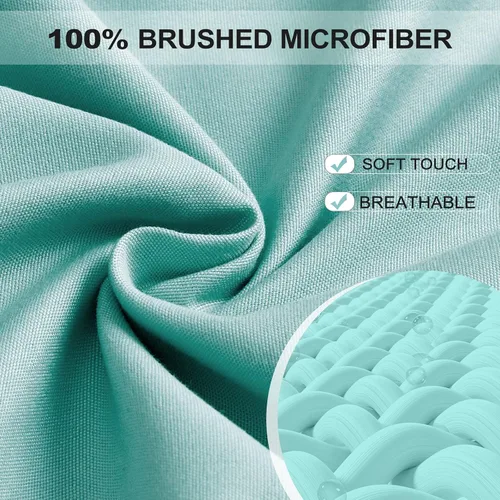 Miniatura 2 de FreshCulture Sábana bajera ajustable tamaño Queen, calidad de hotel, microfibra cepillada ultrasuave y transpirable, bolsillo profundo, sábanas Azul