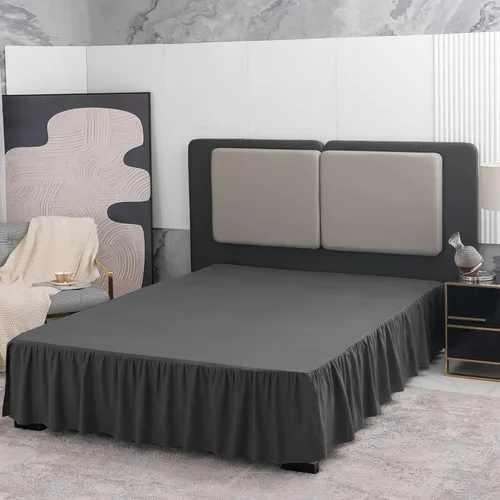 Miniatura 3 de TSUTOMI Falda de Cama Negra Tamaño Twin con Volantes y Esquinas Divididas, Falda de Cama Twin Caída de 12 Pulgadas, Falda de Cama Tamaño Twin Negra