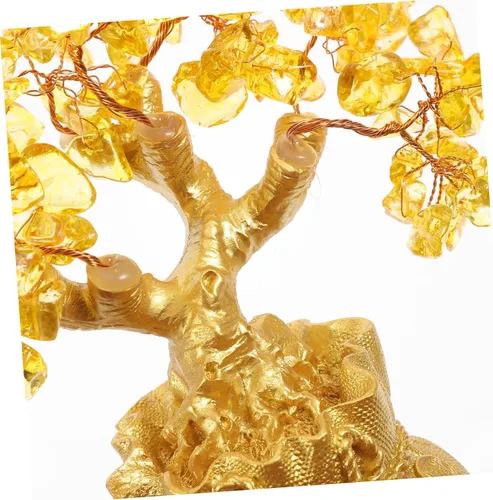 Miniatura 7 de Garneck Adornos de árbol de la suerte de cristal de 7.5 in para árbol de dinero, Feng Shui, estilo bonsái, adornos de riqueza para el hogar, tienda