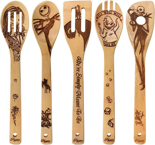 Miniatura 11 de Star War - Juego de Cucharas de Madera Quemadas, Idea de Regalo, Utensilios de Cocina y Servir, Bambú Natural, Regalos para Estreno de Casa, Cuchara