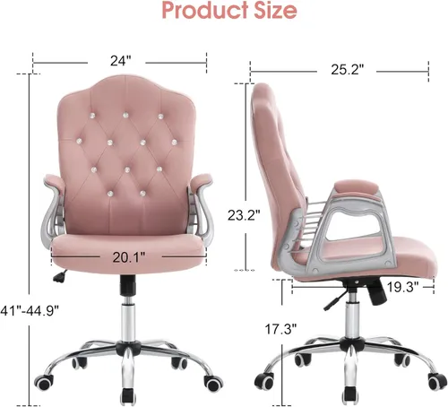 Miniatura 3 de BarberPub Silla ajustable para oficina en casa, silla de trabajo con soporte lumbar, bonita estación giratoria de uñas, ergonómica con reposabrazos