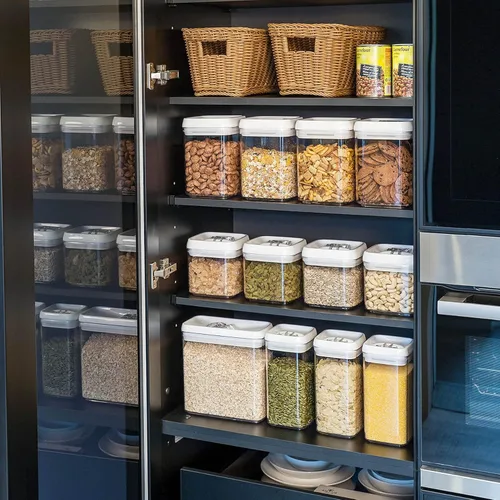 Miniatura 6 de Felli Flip Tite Contenedor de almacenamiento de alimentos de 5 pulgadas, grande, juego de 5 unidades + etiqueta sin residuos, tapa hermética