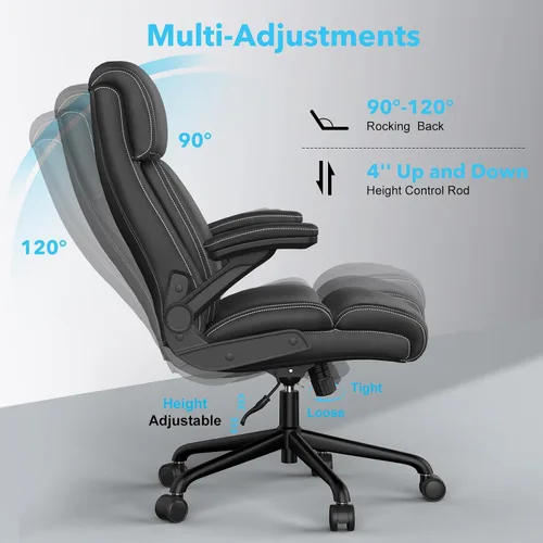 Miniatura 4 de ralex-chair Silla de oficina grande y alta, 500 libras para personas pesadas, silla de escritorio ejecutiva de cuero con respaldo alto