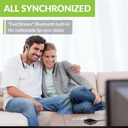 Miniatura 2 de Avantree HT4186 - Auriculares inalámbricos con banda para el cuello para ver televisión, juego de auriculares con transmisor Bluetooth para audio