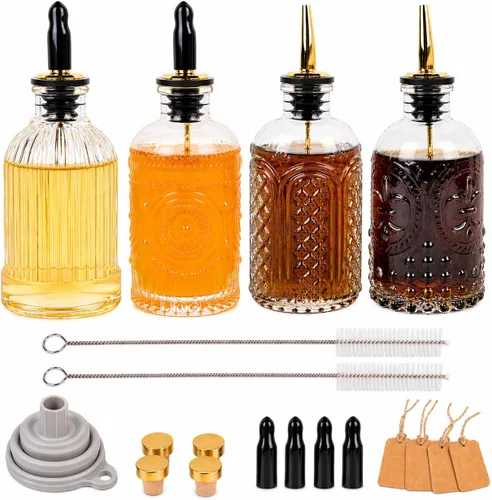 Miniatura 8 de ChezMax Botellas dispensadoras de jarabe de café, recipientes de vidrio de 7 onzas con boquilla de vertido de metal, accesorios de barra de café