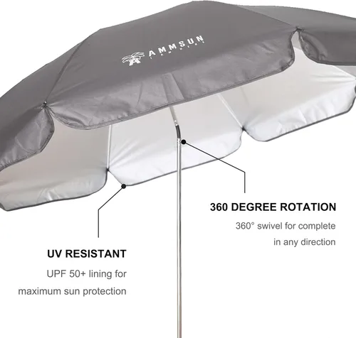 Miniatura 3 de AMMSUN Paraguas para silla XL con abrazadera universal ajustable de 47 pulgadas y giratorio de 360 grados UPF 50+, abrazadera portátil para silla
