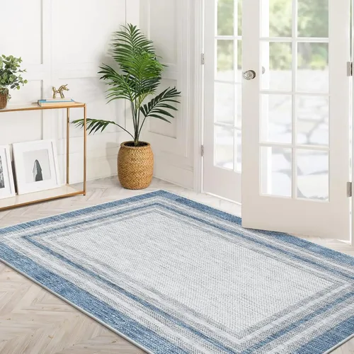 Miniatura 58 de Beeiva Alfombras florales de entrada, lavables para interiores, ultra fina, de 2 x 3 pies, antideslizante, para cocina, tapete de cachemira suave