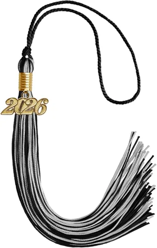 Miniatura 73 de Endea Graduation - Borla de doble color mixto con fecha dorada (negro/dorado antiguo, 2021)
