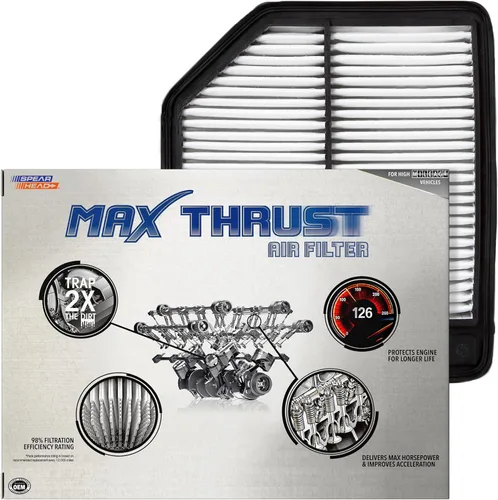 Miniatura 50 de Filtro de aire de motor Spearhead MPG Defense Max Thrust para vehículos de todo kilometraje, se adapta como el OEM, restaura MPG y aceleración