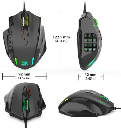 Miniatura 9 de Redragon Teclado mecánico para juegos K556 RGB M908 MMO Gaming Mouse Bundle
