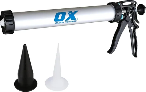 OX Pistola de calafateo profesional de salchichas de alta resistencia, capacidad de 20 onzas y pistola selladora de relación de empuje 12:1, doble