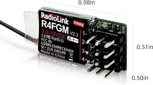Miniatura 6 de Radiolink Receptores RC 2.4Ghz R4FGM V2.3 2pcs 4 canales Gyro integrado, receptor de tamaño mini para coche a escala 1:28, funciona para control