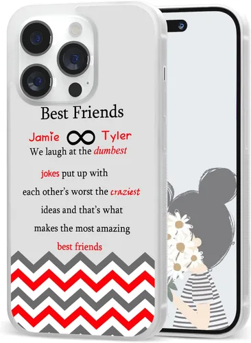 Miniatura 13 de Fundas de teléfono con nombre personalizado para mejores amigos iPhone 11 12 13 14 Pro Max Plus Mini X Xs Xr, Samsung Note 7 8 9 10 20 S21 S22 S23