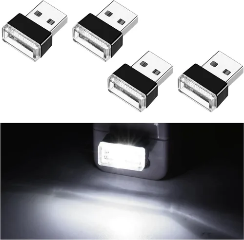 Miniatura 24 de Ziciner 6 PCS Lámpara de Ambiente Interior de Coche LED USB, Mini Luz Nocturna LED Portátil, Kit de Iluminación Ambiental de Maletero con Interfaz