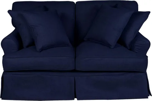 Miniatura 7 de Sunset Trading Horizon - Sofá biplaza con funda de 2 piezas, lavable, resistente a las manchas, color azul marino, juego de muebles para sala