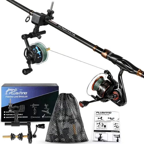 Miniatura 11 de PLUSINNO Bobina de línea de pesca con función de desenrollado, estación de carrete versátil para varillas gruesas y finas, funciona con carretes