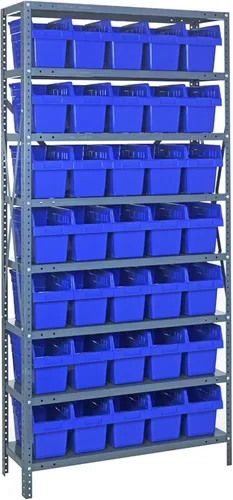 Miniatura 6 de Quantum QSBU-245BK Heavy Duty Shelving Unit with (7) Shelves and (24) QUS245 Black Bins for Garage Warehouse Storage Distribution 400 lb Load