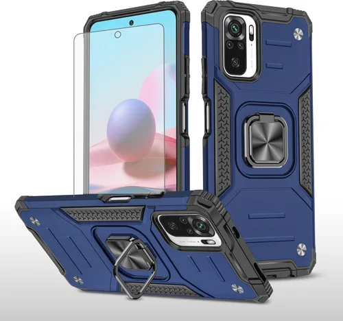 Miniatura 10 de Asuwish Funda de teléfono para Xiaomi Redmi Note 10/10S 4G con protector de pantalla de vidrio templado y soporte de anillo delgado híbrido Oro
