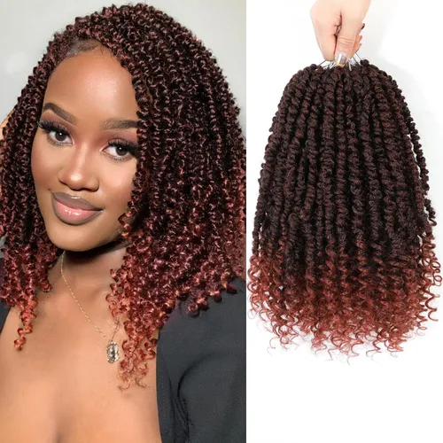 Miniatura 30 de Cabello de ganchillo Passion Twist, cabello Passion Twist pretrenzado, cabello Passion Twist de 10 pulgadas, trenzas de ganchillo cortas Passion
