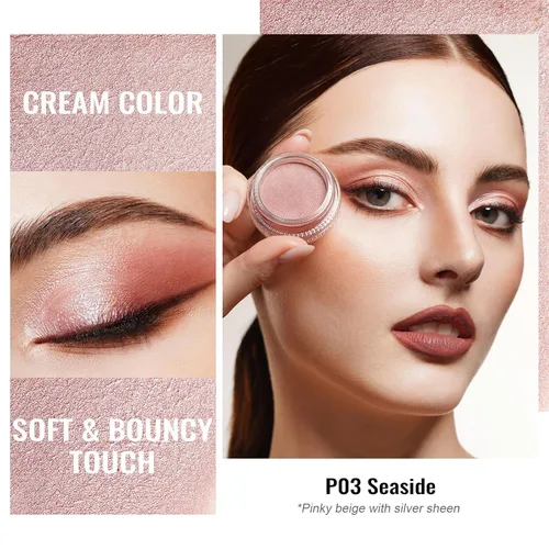 Miniatura 74 de Oulac Sombra de ojos en crema con brillo también para iluminador Sombra de ojos mezclable Resistente al agua y de larga duración con fórmula Pureza