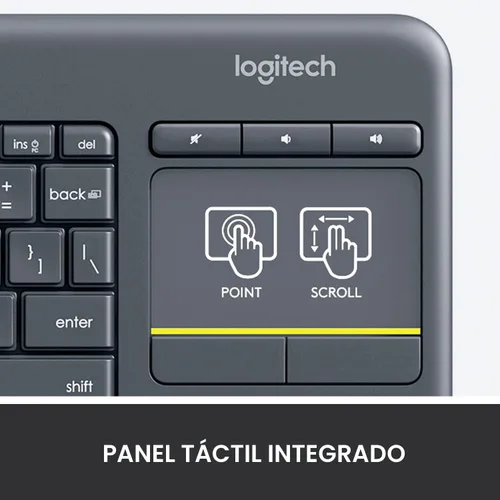 Miniatura 4 de Logitech K400 920-007119 Plus teclado táctil inalámbrico para TV conectado a computadora
