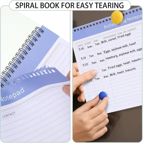 Miniatura 6 de Kisston 4 piezas de cuaderno de registro de actividades diario Libro de notas de actividades diarias 21.6 x 27.9 cm Lista de tareas diarias Cuaderno