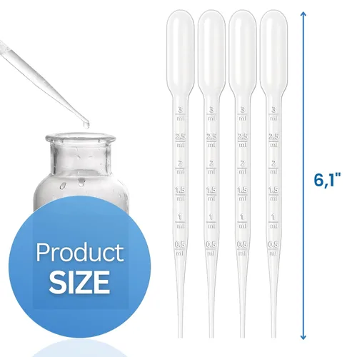 Miniatura 2 de Pipetas de transferencia de 0.1 fl oz, 500 unidades, cuentagotas de plástico desechables para aceites, manualidades y líquidos, herramientas