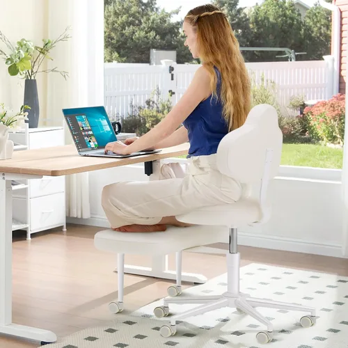 Miniatura 7 de Pinmoco Silla de Oficina con Piernas Cruzadas con Ruedas, Silla de Meditación, Silla TDAH para Adultos, Respaldo y Asiento Ajustables en Altura más