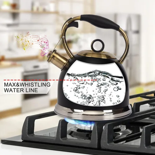 Miniatura 3 de Tetera - Teteras de 3.0 Cuartos para Estufa Tetera Silbante Teteras de Acero Inoxidable para Estufa Tetera Silbante