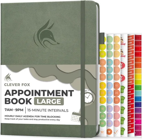 Miniatura 7 de Clever Fox Libro de Citas – Planificador de Horarios por Horas con Incrementos de 15 Minutos – Planificador de Bloques de Tiempo para Trabajo Diario