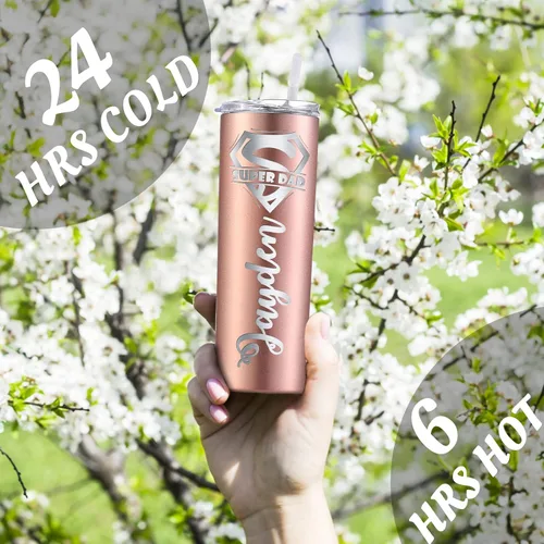 Miniatura 7 de Vaso personalizado – Grabado con láser con nombre, vaso delgado de acero inoxidable personalizado de 20 onzas con tapas y pajitas 19 colores y 16