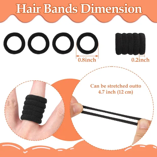 Miniatura 2 de CÉLLOT Gomas para el pelo para bebés, gomas de nylon negras para niñas, bandas de pelo sin costuras para niñas, coleteros elásticos para niñas