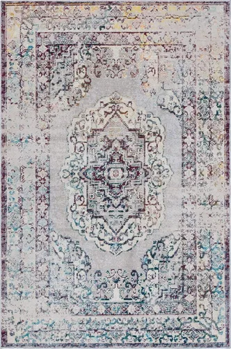 Miniatura 12 de Unique Loom Charm Collection - Alfombra de área bohemia, medallón, borde, pelo alto-bajo, moderna, tradicional, 5 pies 0 pulgadas x 8 pies 0 Gris
