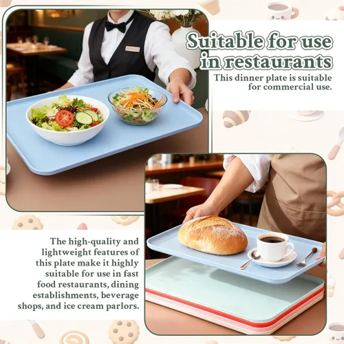 Miniatura 5 de Bandejas de café de paja de trigo de 15 x 10.6 pulgadas, 1 pieza, bandeja para almuerzo, bandejas rectangulares de plástico para comida rápida
