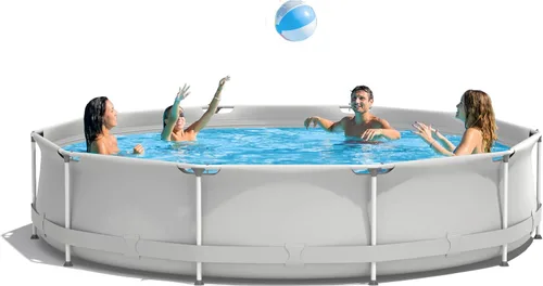 Goplus Piscina sobre el suelo, 12 pies x 12 pies x 30 pulgadas con marco de acero al aire libre con cubierta de piscina, marco de acero reforzado,